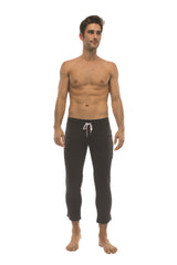 Mens 4/5 Zipper Pocket Capri Yoga Pants (Solid Black) from 4-rth