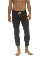 Mens 4/5 Zipper Pocket Capri Yoga Pants (Solid Black) from 4-rth