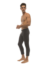 Mens 4/5 Zipper Pocket Capri Yoga Pants (Solid Black) from 4-rth