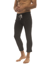 Mens 4/5 Zipper Pocket Capri Yoga Pants (Solid Black) from 4-rth