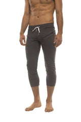 Mens 4/5 Zipper Pocket Capri Yoga Pants (Solid Charcoal) from 4-rth