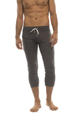 Mens 4/5 Zipper Pocket Capri Yoga Pants (Solid Charcoal) from 4-rth