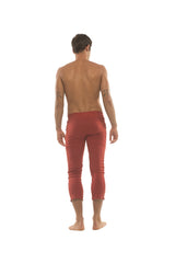 Mens 4/5 Zipper Pocket Capri Yoga Pants (Solid Cinnabar Red) from 4-rth