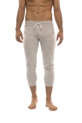 Mens 4/5 Zipper Pocket Capri Yoga Pants (Solid Heather Grey) from 4-rth