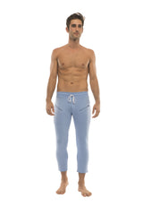 Mens 4/5 Zipper Pocket Capri Yoga Pants (Solid ICE Blue) from 4-rth
