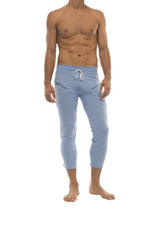 Mens 4/5 Zipper Pocket Capri Yoga Pants (Solid ICE Blue) from 4-rth