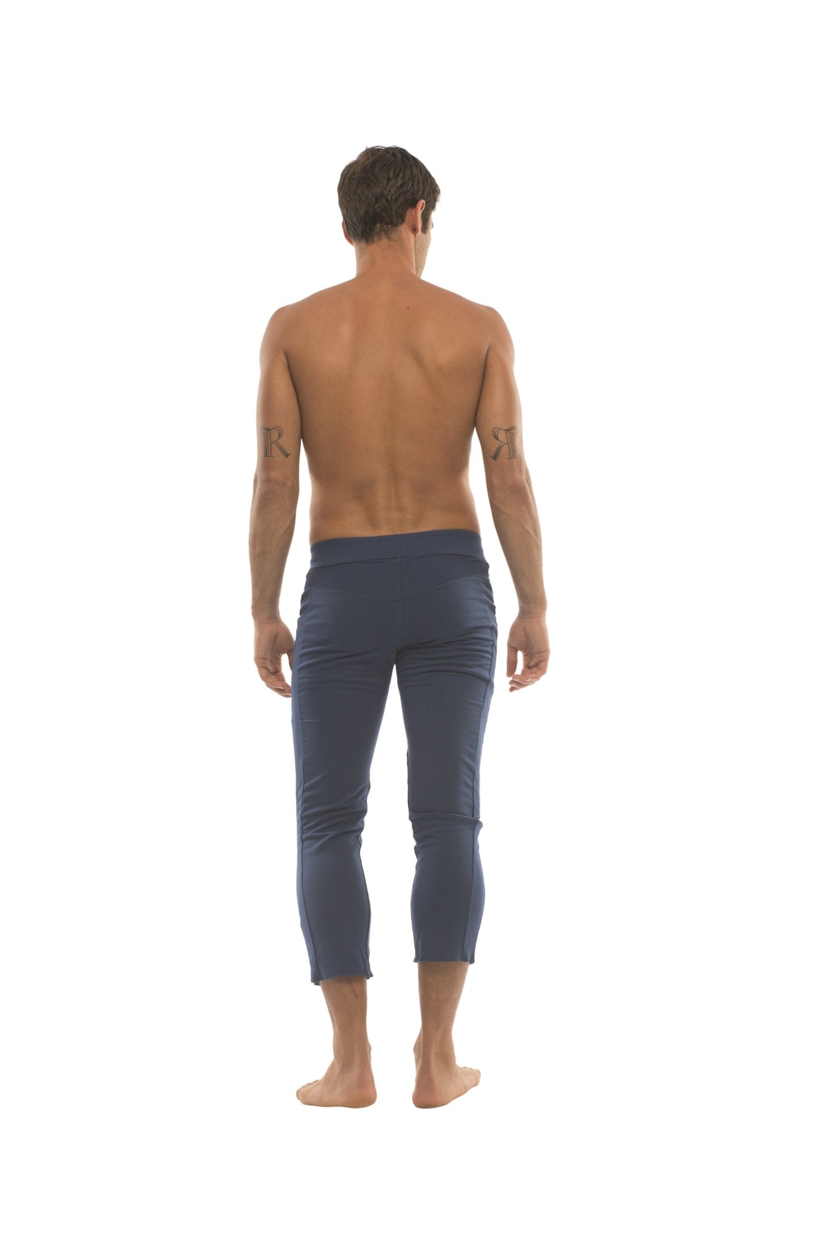 Mens 4/5 Zipper Pocket Capri Yoga Pants (Solid Royal Blue) from 4-rth