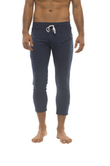 Mens 4/5 Zipper Pocket Capri Yoga Pants (Solid Royal Blue) from 4-rth