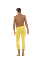 Mens 4/5 Zipper Pocket Capri Yoga Pants (Solid Yellow) from 4-rth