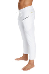 Mens 4/5 Zipper Pocket Capri Yoga Pants (White) from 4-rth
