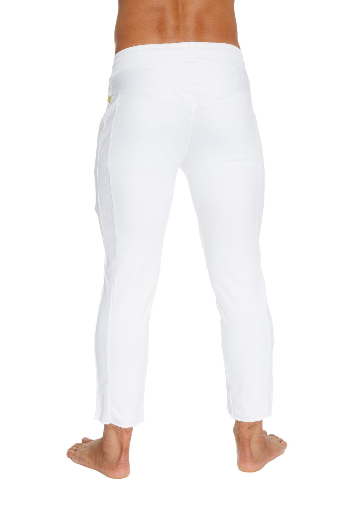 Mens 4/5 Zipper Pocket Capri Yoga Pants (White) from 4-rth