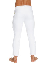 Mens 4/5 Zipper Pocket Capri Yoga Pants (White) from 4-rth