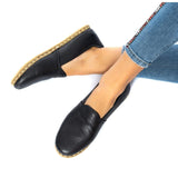 Women's Wrinkled Black Slip On Shoes from Atlantis Handmade Shoes