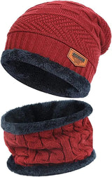 Mens Womens Winter Beanie Hat Scarf Set Warm Knit Hat Thick Fleece Lined Winter Cap Neck Warmer for Men Women from PremiumBrandGoods