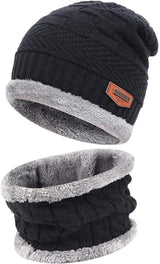 Mens Womens Winter Beanie Hat Scarf Set Warm Knit Hat Thick Fleece Lined Winter Cap Neck Warmer for Men Women from PremiumBrandGoods