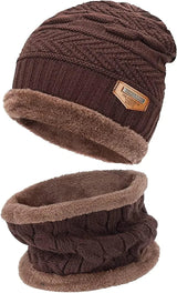 Mens Womens Winter Beanie Hat Scarf Set Warm Knit Hat Thick Fleece Lined Winter Cap Neck Warmer for Men Women from PremiumBrandGoods