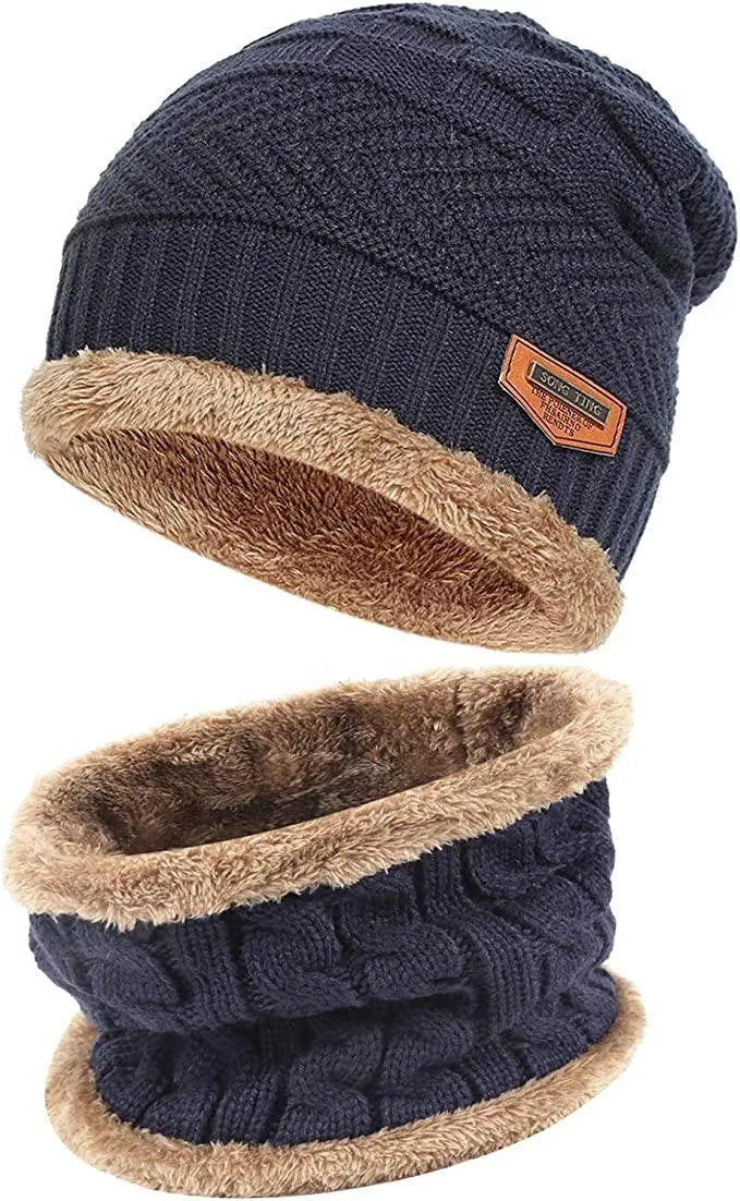 Mens Womens Winter Beanie Hat Scarf Set Warm Knit Hat Thick Fleece Lined Winter Cap Neck Warmer for Men Women from PremiumBrandGoods