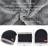 Mens Womens Winter Beanie Hat Scarf Set Warm Knit Hat Thick Fleece Lined Winter Cap Neck Warmer for Men Women from PremiumBrandGoods