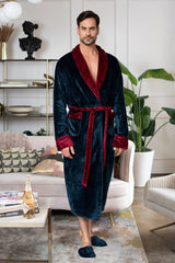 Fleece Bathrobe With Shawl Collar for Men From Lotus Linen