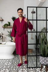 Waffle Kimono Spa Bathrobe for Men -  Absorbent, Lightweight From Lotus Linen