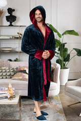 Hooded Plush Bathrobe for Men From Lotus Linen
