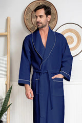 Premium Waffle Piping Robe for Men From Lotus Linen