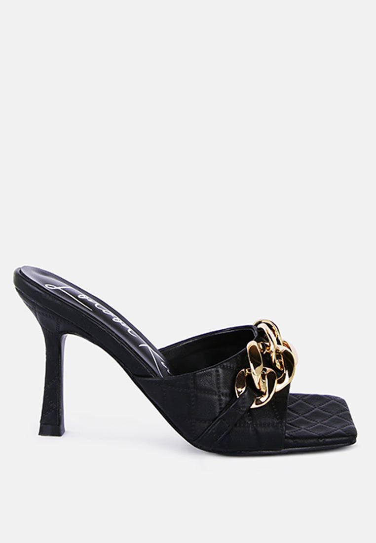 Mermaid Quilted Metallic Chain Embellished Sandals from London Rag International