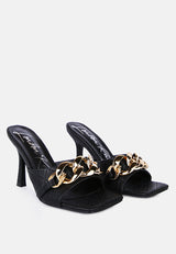 Mermaid Quilted Metallic Chain Embellished Sandals from London Rag International