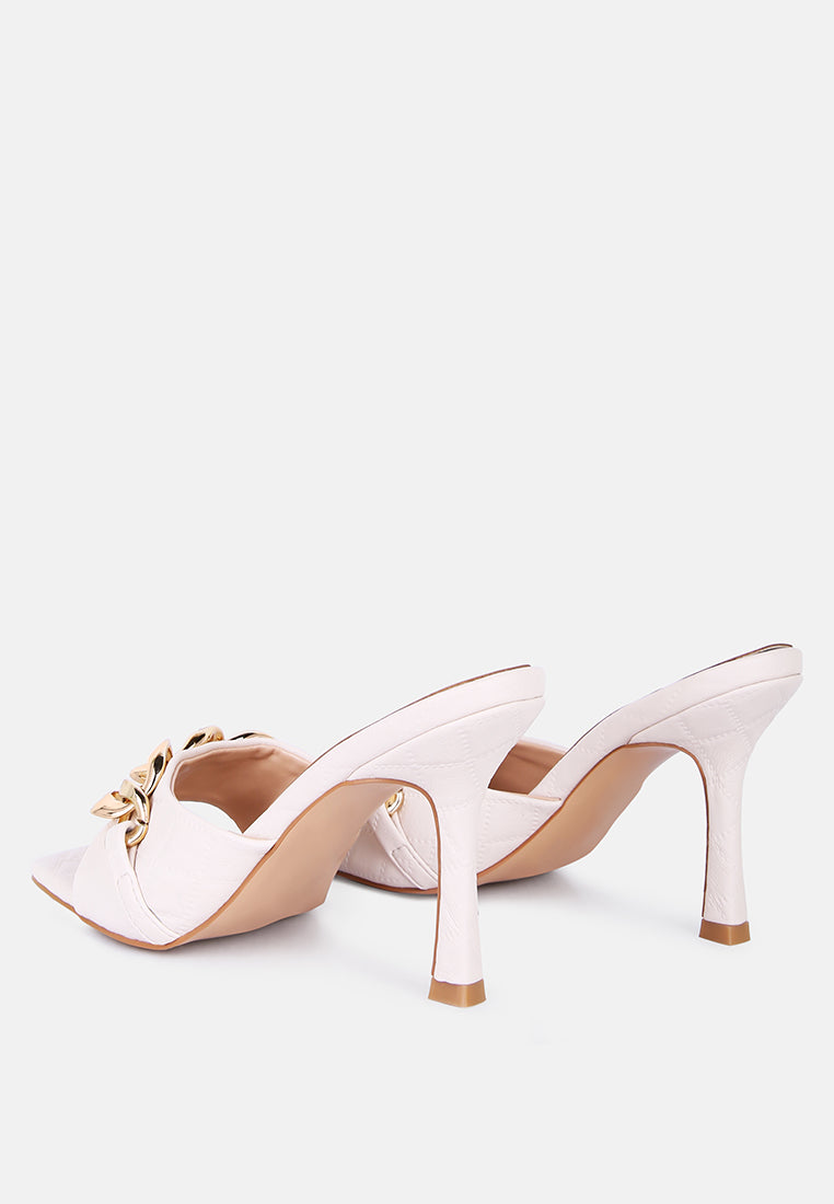 Mermaid Quilted Metallic Chain Embellished Sandals from London Rag International