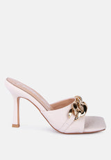 Mermaid Quilted Metallic Chain Embellished Sandals from London Rag International