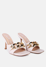 Mermaid Quilted Metallic Chain Embellished Sandals from London Rag International