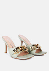 Mermaid Quilted Metallic Chain Embellished Sandals from London Rag International