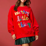 Merry Christmas Sweatshirt - Glitter Patch Crewneck Pullover From Kawaii Stop