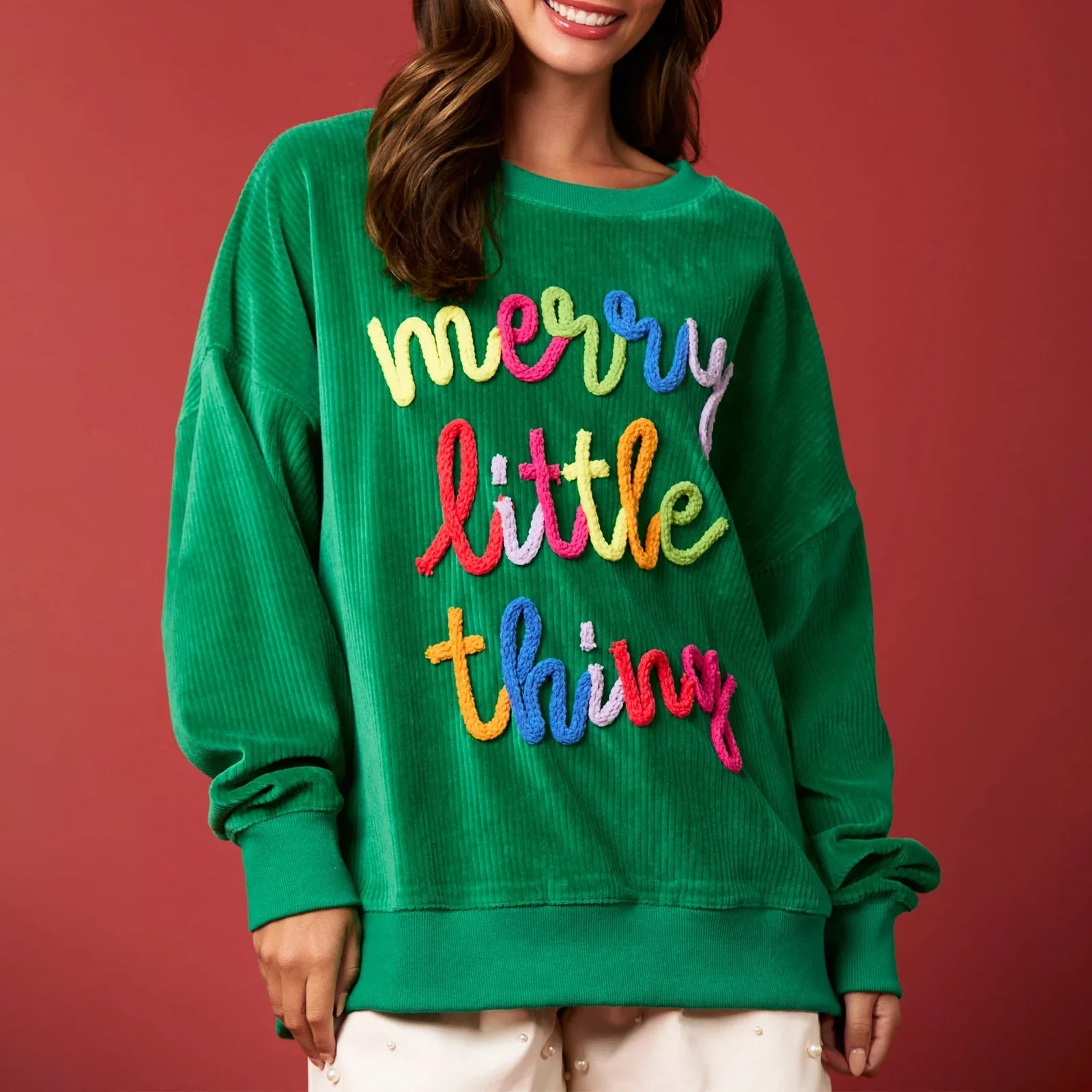 Merry Christmas Sweatshirt - Glitter Patch Crewneck Pullover From Kawaii Stop