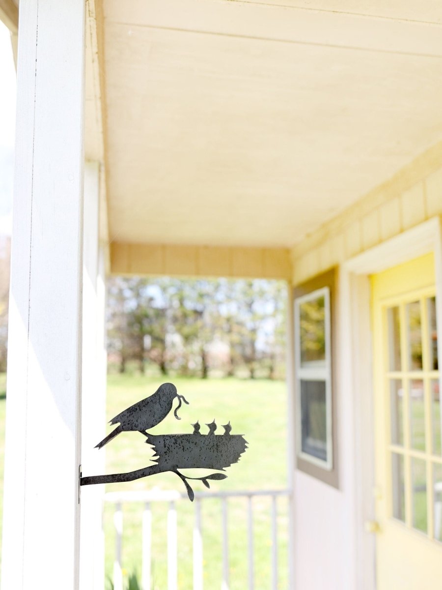 Metal Bird Statue - Mama and Baby Birds Statue From Jubilee Trading Company