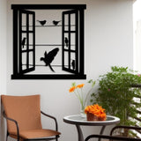 Open Window Design with Birds Silhouette Metal Wall Art from VITAHOME DESIGN LLC