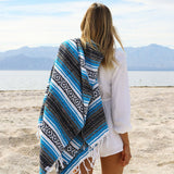 Bright Blue Mexican Falsa Blanket From West Path