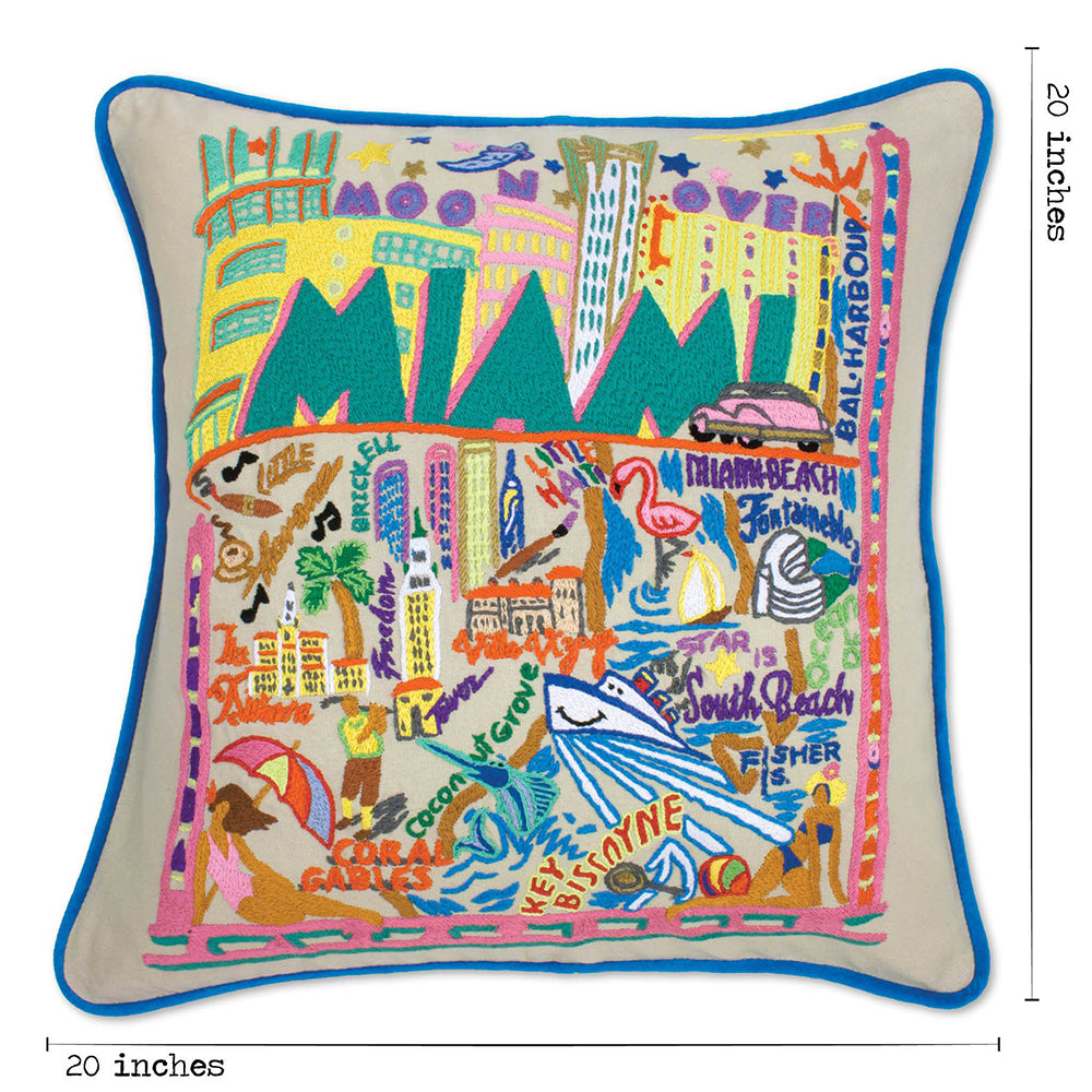 Miami Hand-Embroidered Pillow from Quirks!