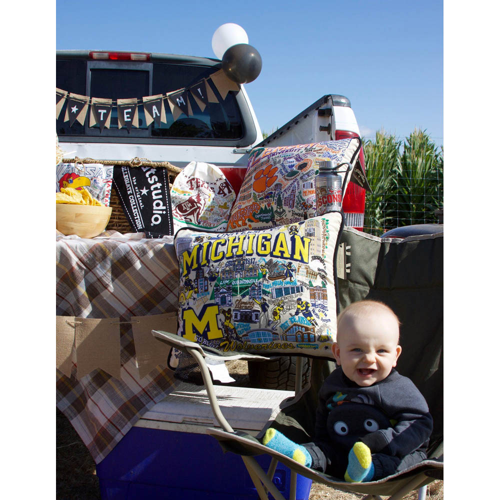 Michigan, University of Collegiate Embroidered Pillow by CatStudio from Quirks!