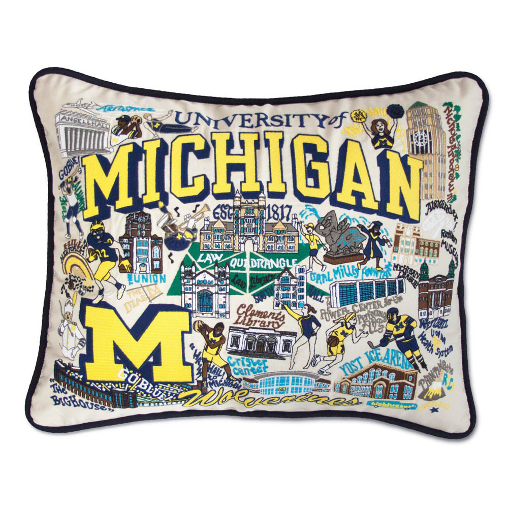 Michigan, University of Collegiate Embroidered Pillow by CatStudio from Quirks!