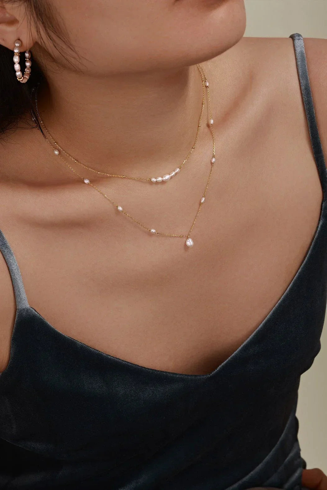 Micro Clustered Pearl & Bead Necklace from eklexic