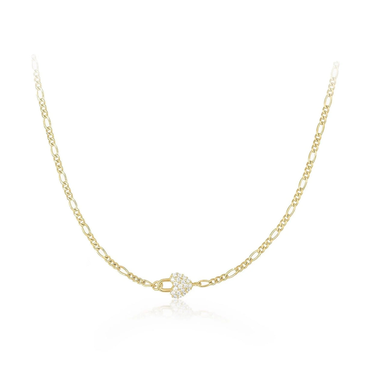 Micro CZ Horizontal Heart Pendant Necklace from eklexic