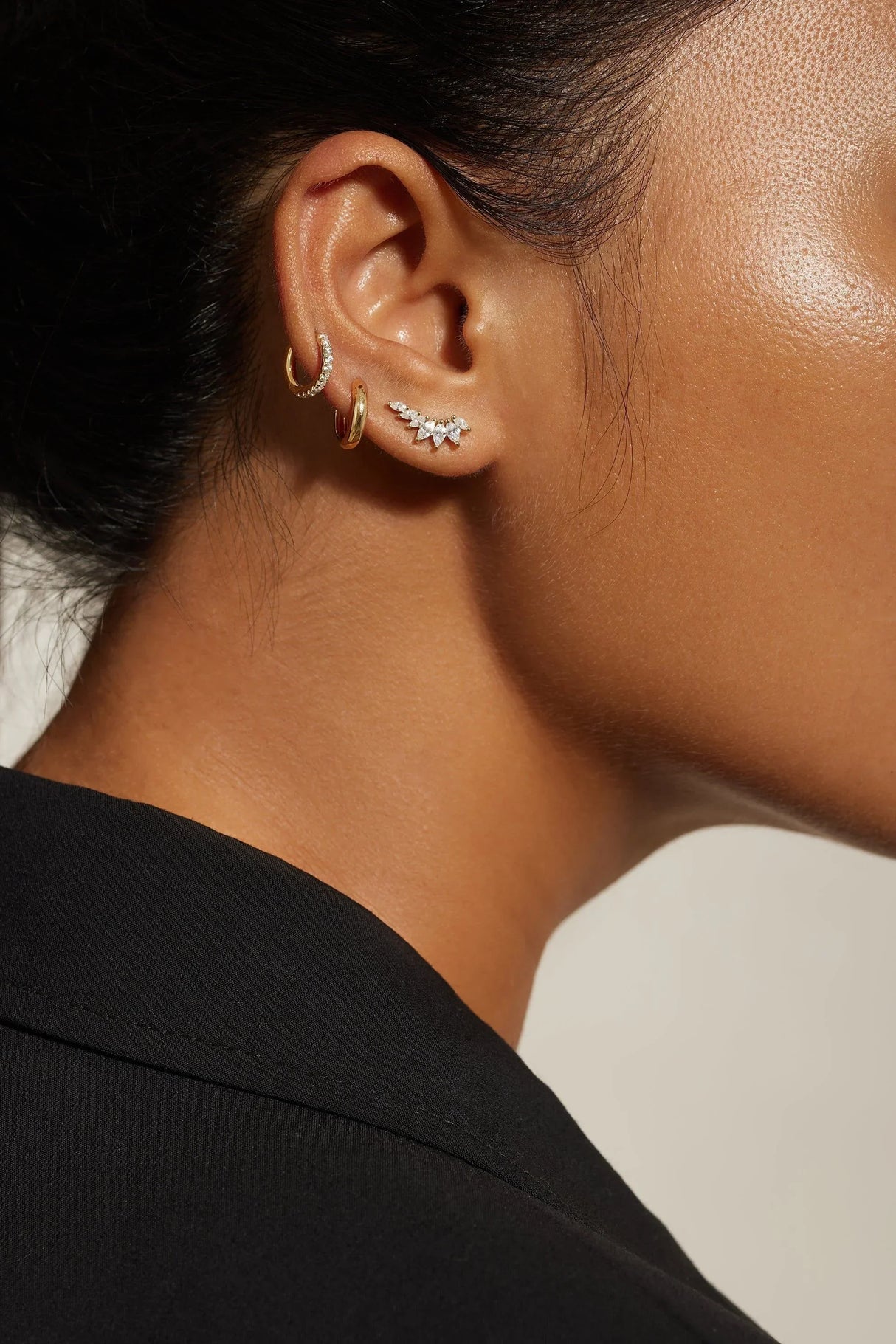Micro CZ Huggie Hoop Earrings from eklexic