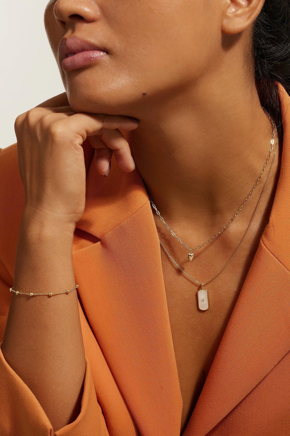 Micro Heart Charm Paperclip Necklace from eklexic