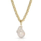 Micro Royal Chain With Xl Baroque Pearl Pendant Necklace from eklexic
