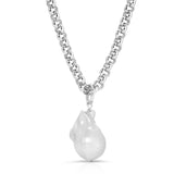 Micro Royal Chain With Xl Baroque Pearl Pendant Necklace from eklexic