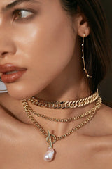 Micro Royal Toggle & Xl Baroque Pearl Pendant Necklace from eklexic