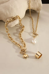 Micro Royal Toggle & Xl Baroque Pearl Pendant Necklace from eklexic