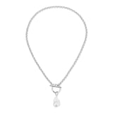 Micro Royal Toggle & Xl Baroque Pearl Pendant Necklace from eklexic