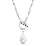 Micro Royal Toggle & Xl Baroque Pearl Pendant Necklace from eklexic